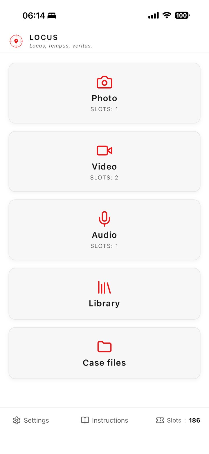 LOCUS — forensic photo, video and audio acquisition app