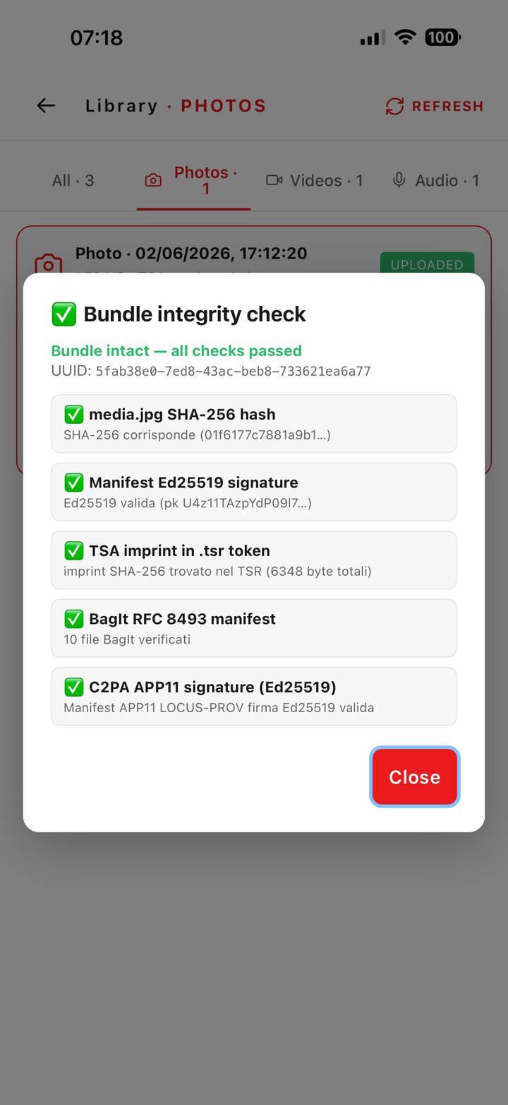 LOCUS — In-app bundle integrity check